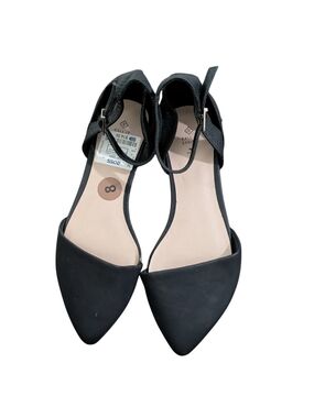 Call It Spring Black Pointed Ankle-Strap Flats with Buckle